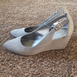 Suede closed heel wedge